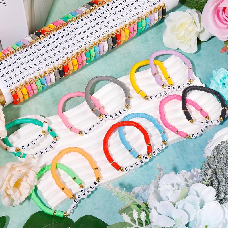 LUYI 32 Pcs Preppy Jewelry Bracelets for Women Clay Bead Colorful Surfer Heishi Bracelet Set Stackable Beaded Friendship Stretch Bracelets Boho Y2K Summer Beach Elastic Layering Bracelets - Image 3